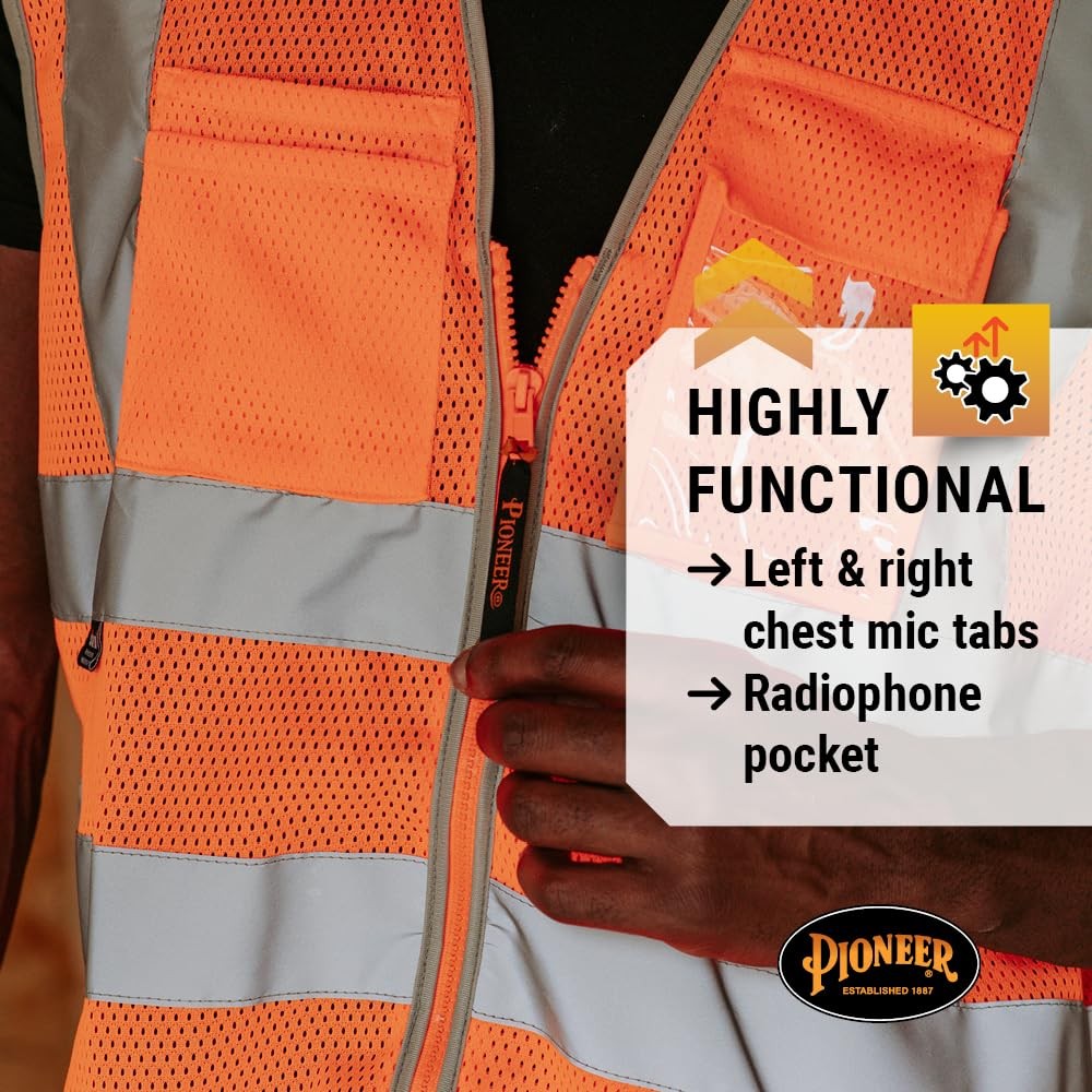 Hi Vis Safety Vest for Men & Women – Reflective Cooling Mesh – 8 Pockets – Cl…