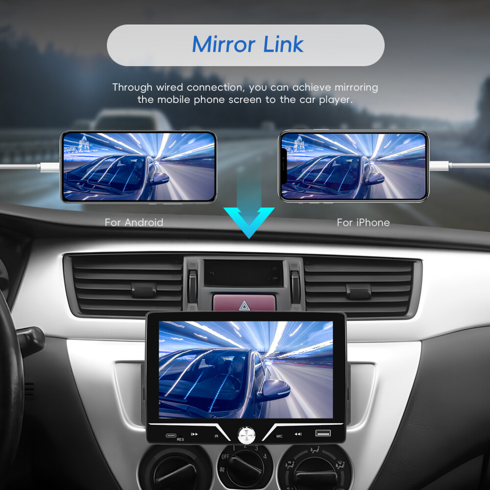 Single 1Din 7″ Touch Screen Stereo Bluetooth Radio Car Apple/Android Carplay GPS