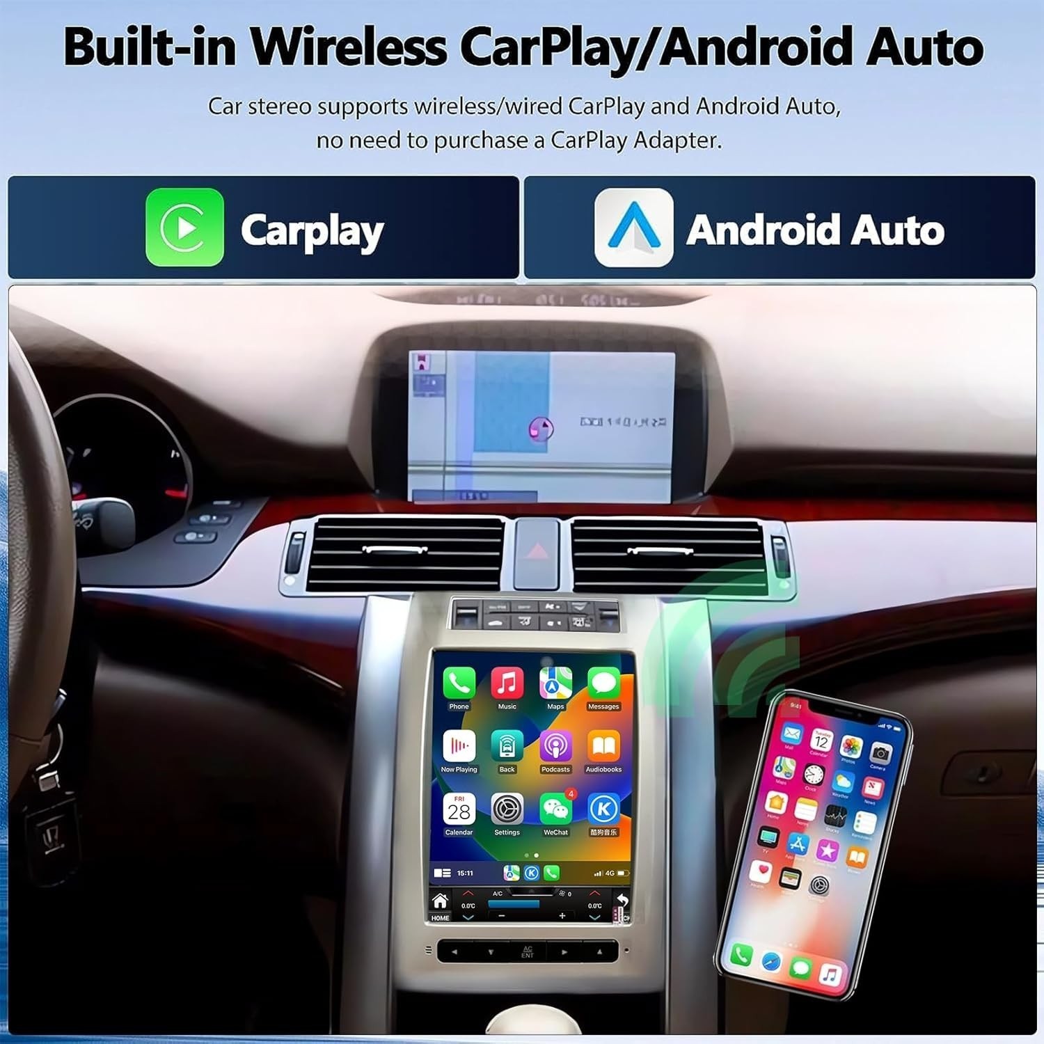 10.4″ Car Radio Stereo GPS Navigation Carplay 6+128GB For Acura RL 2004-2012