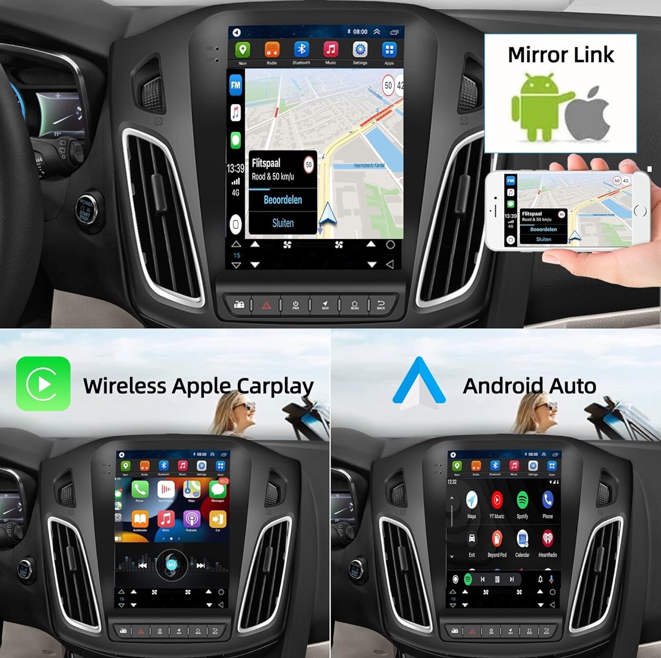 9.7″ 4+64G Android 13.0 Car Radio Stereo GPS Navi WIFI For Ford Focus 2012-2018