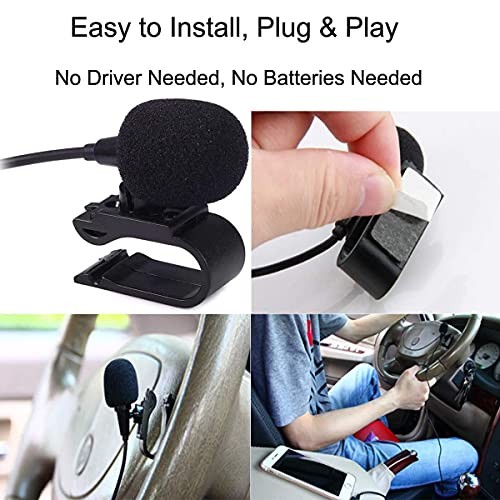 3.5mm Car Microphone, Mic for Car Vehicle Head Unit GPS DVD Enabled Stereo Audio