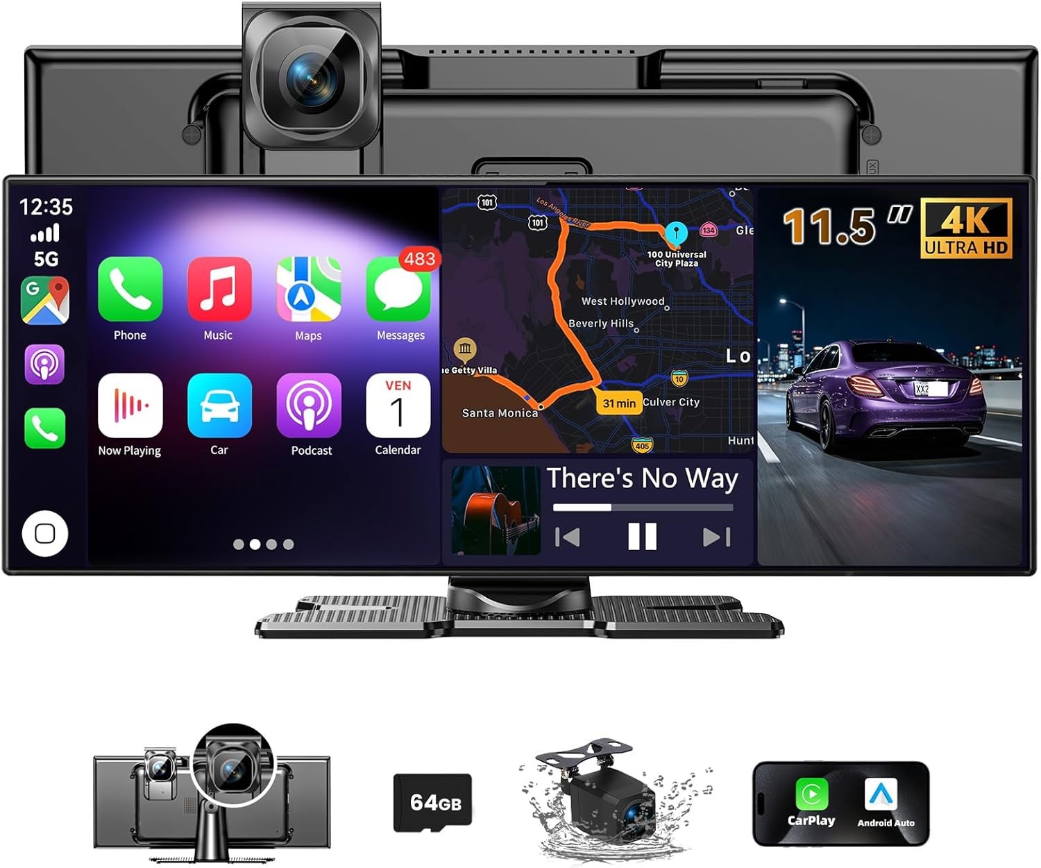 11.5″ Largest Wireless Carplay HD Screen for Carplay & Android Auto Car Stereo w