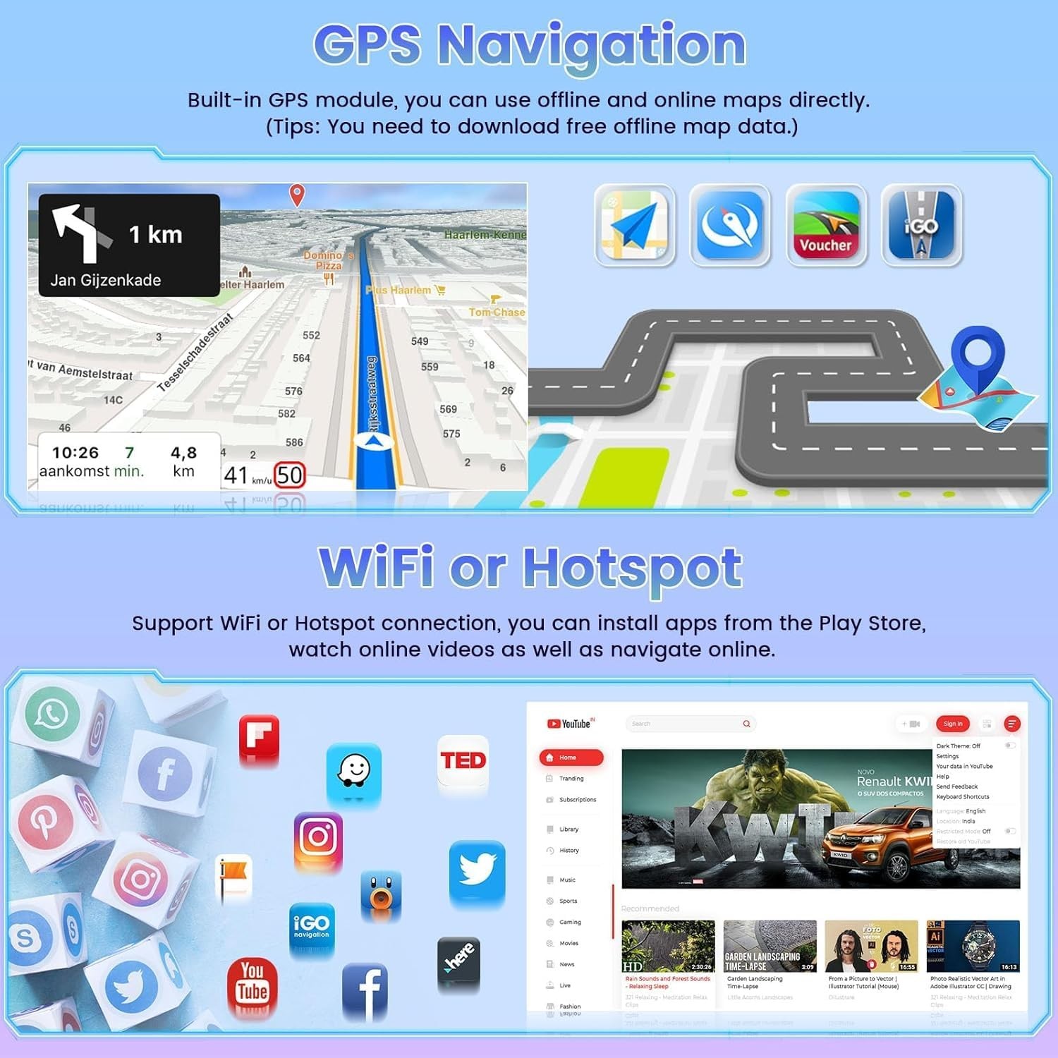 4+64G Android 13 Car Stereo Radio GPS WIFI Touch Screen For Honda CRV 2007-2011