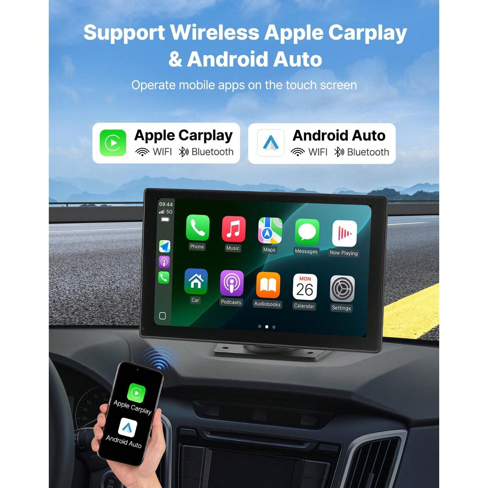 9 Inch HD Touch Screen Car Stereo With Wireless CarPlay Android Auto Backup Came