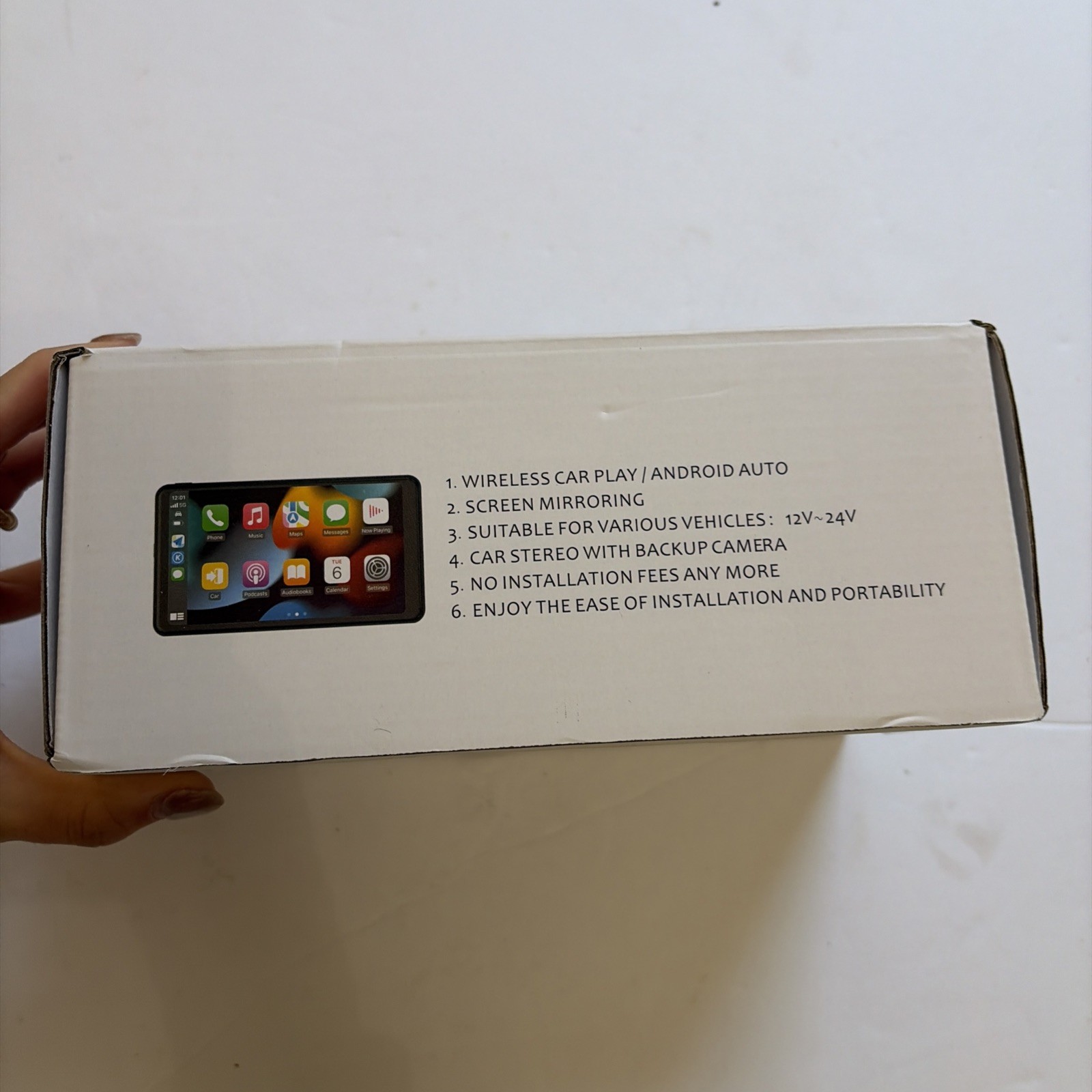 Portable Wireless Car Stereo 7″ Touchscreen Black CarPlay Android