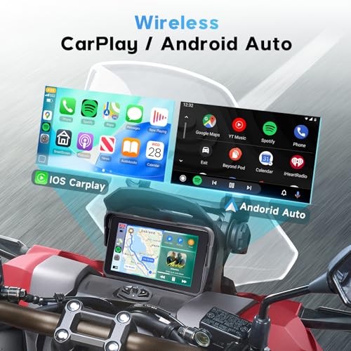 5-Inch Motorcycle CarPlay Screen Wireless Android Auto for Moto with GPS