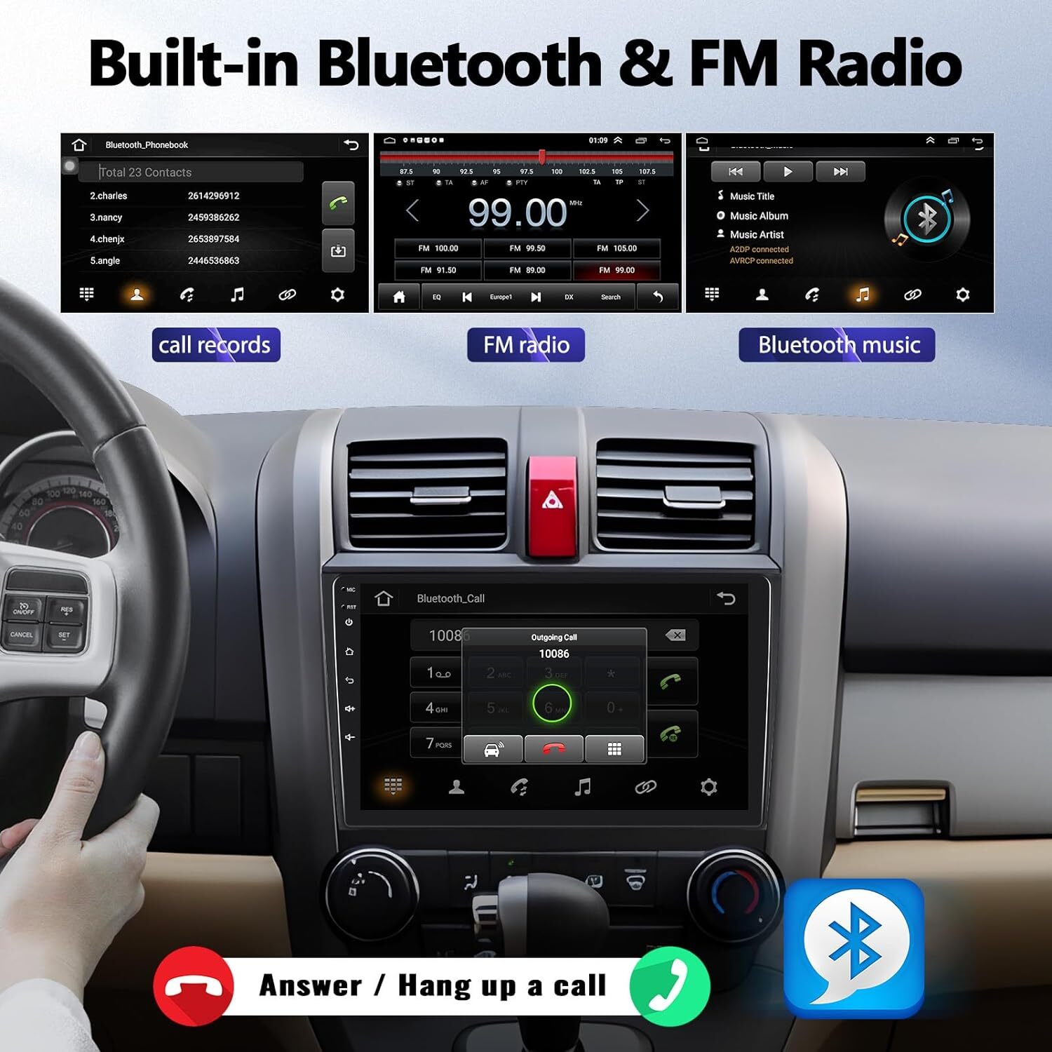 For Honda CRV 2007-2011 Android 15 Apple Carplay Car Stereo 32GB Radio + Camera
