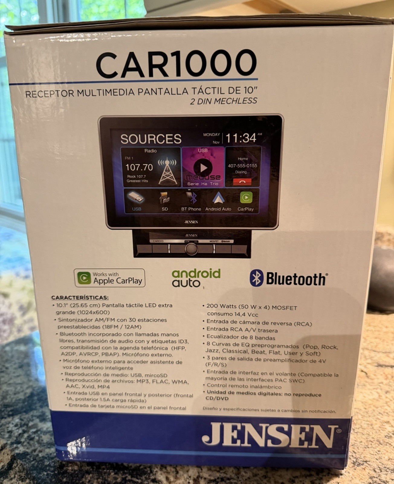 Jensen CAR1000 10.1” LED Backlit Touchscreen Car Radio/AV Receiver – CAR1000