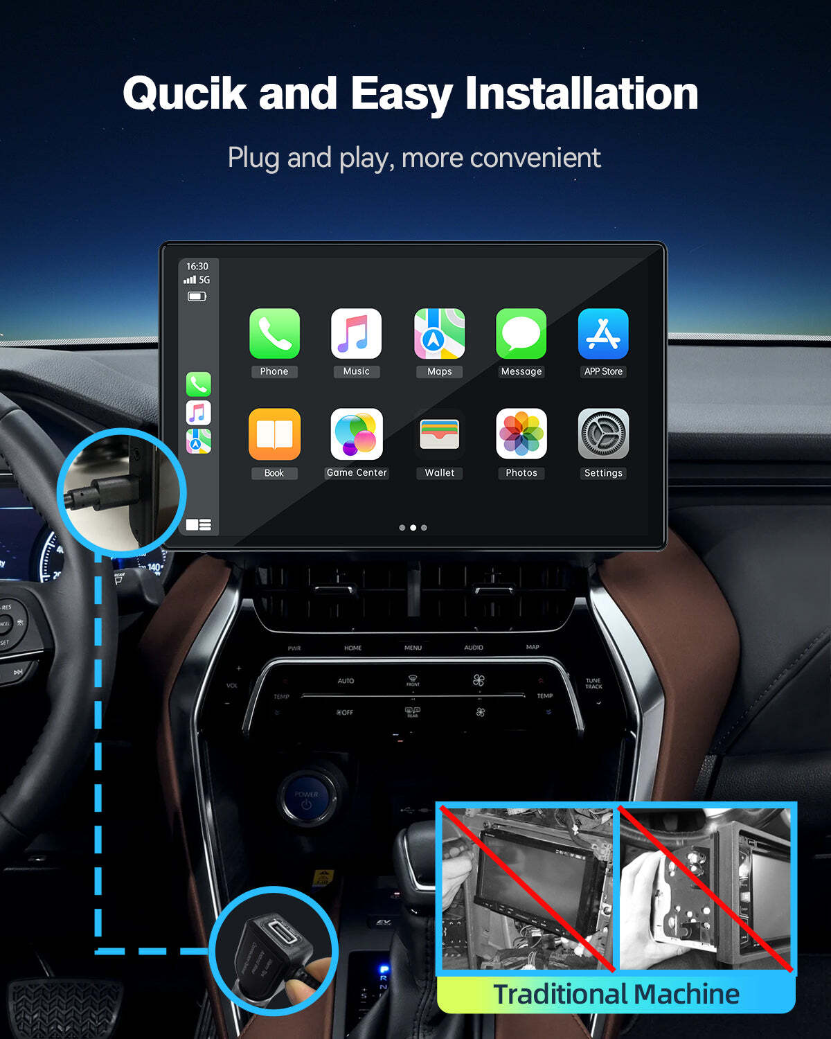 9″ Wireless Car Stereo Apple Carplay Android Auto GPS with 1080P Backup Camera