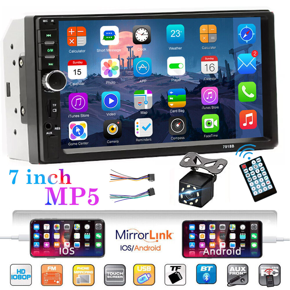 Pantalla Radio Para Carro Auto Con Camara De Reversa Retroceso 2 Din Bluetooth