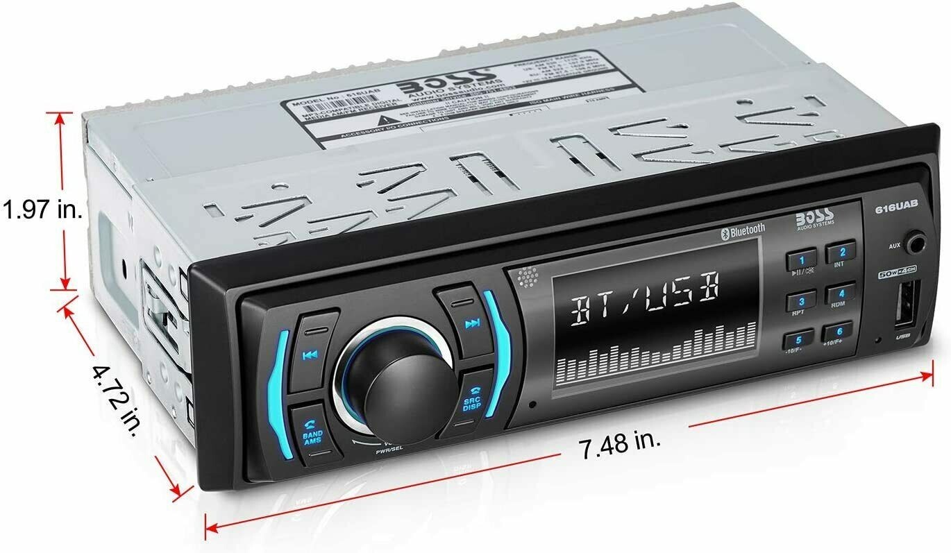 Bluetooth Audio AUX BOSS Audio Systems 616UAB Multimedia Car Stereo -Single Din