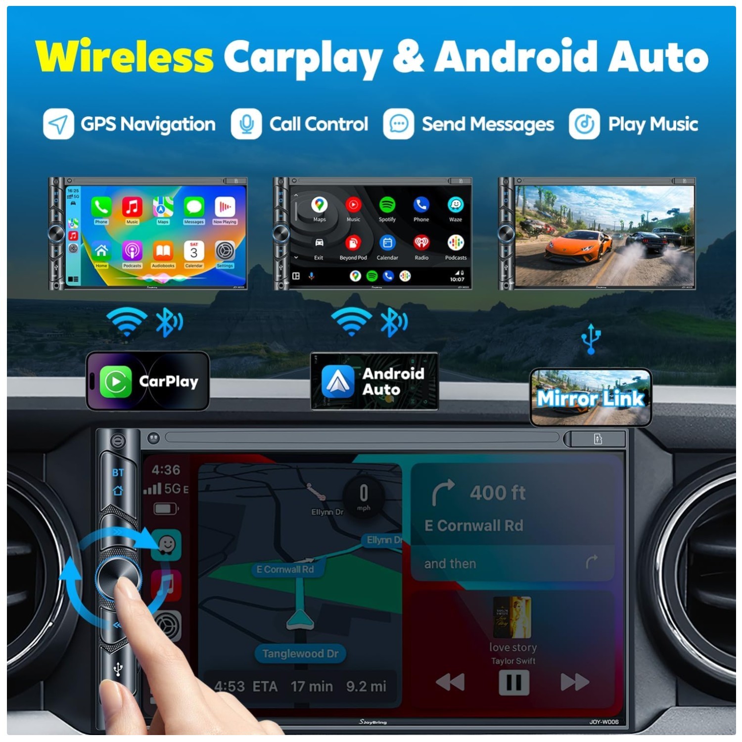 Bluetooth Car Stereo with HD Touchscreen & Rear Camera Input