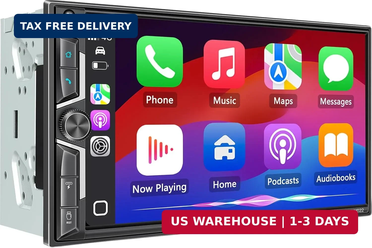 SJoyBring 7″ QLED Double Din Car Stereo – Wireless Apple CarPlay & Android Auto,