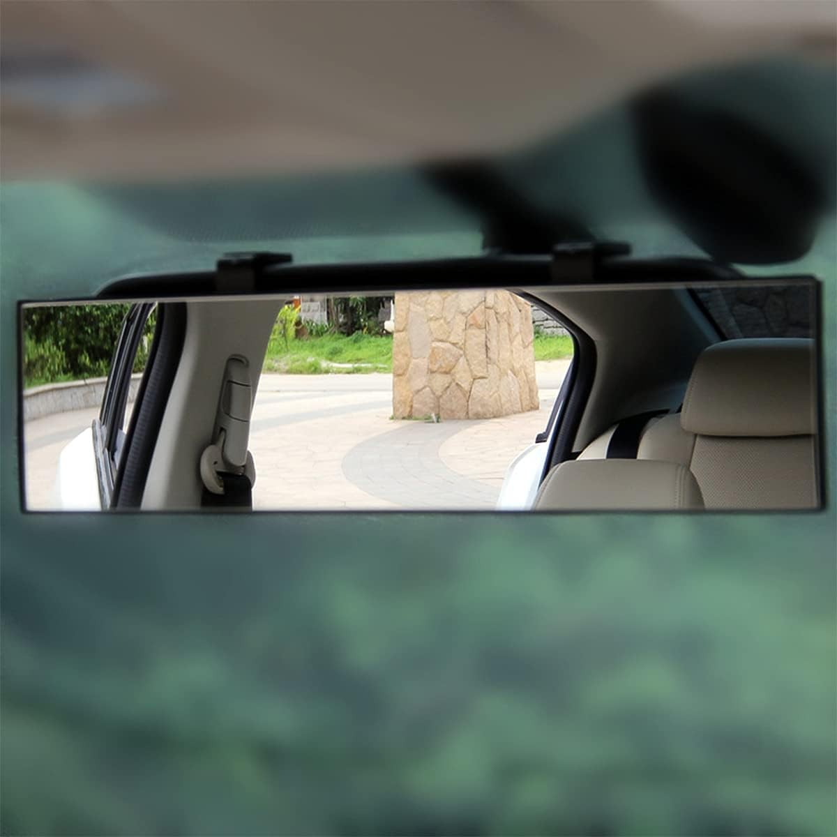 12″ Car Rearview Mirror Clip-On Panoramic Shock Resistant HD Wide View White SUV