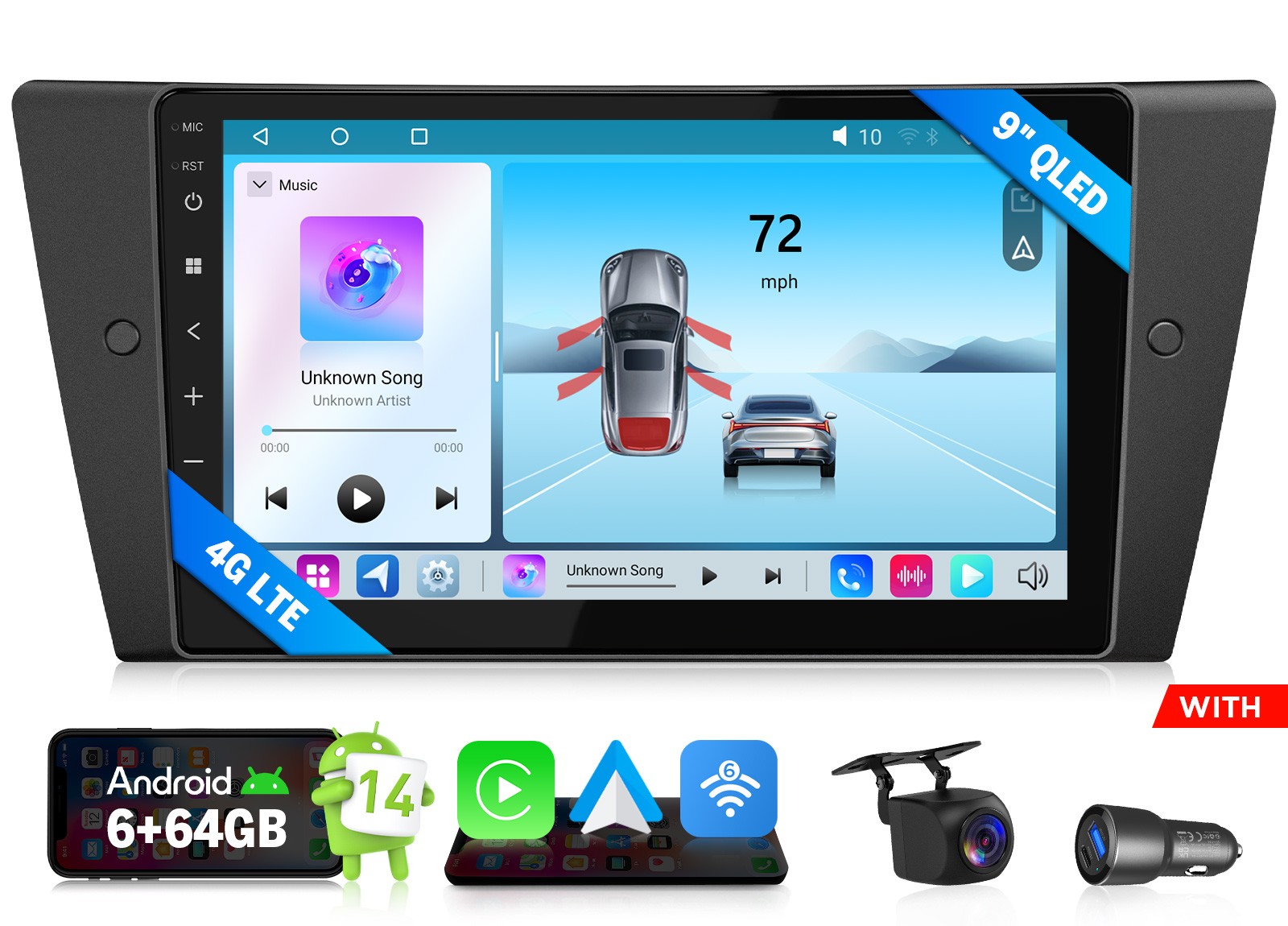 Eonon E90X7S 9″ QLED Android 14 6+64 Car Radio for BMW M3 E90 CarPlay DSP Audio