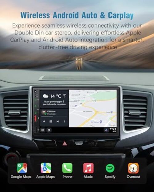 【】 Radio for Truck,Double Din Car Stereo with Wireless Carplay&Android Auto,7
