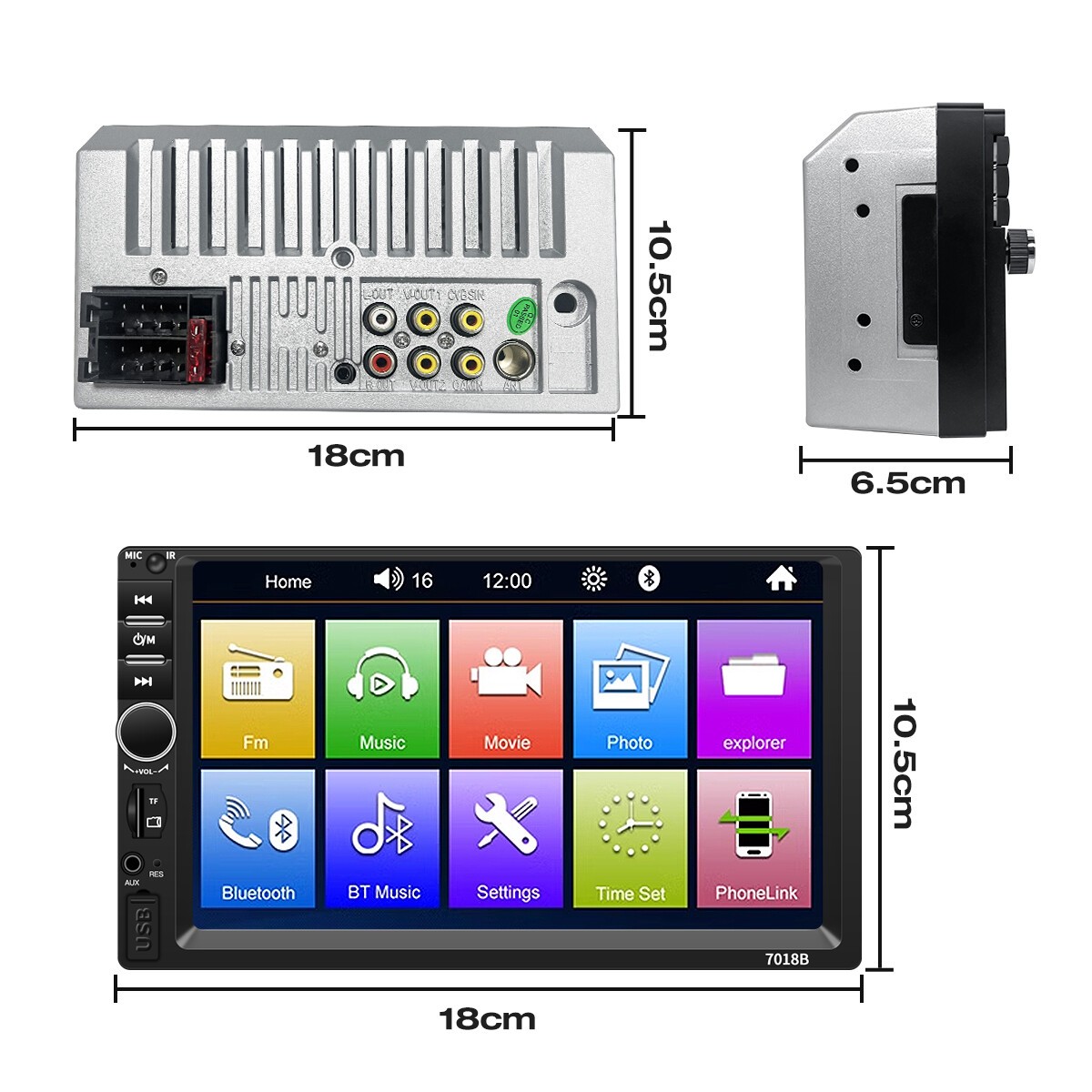 7 Inch MP5 Player 2DIN Car Stereo Bluetooth FM USB Touch Screen
