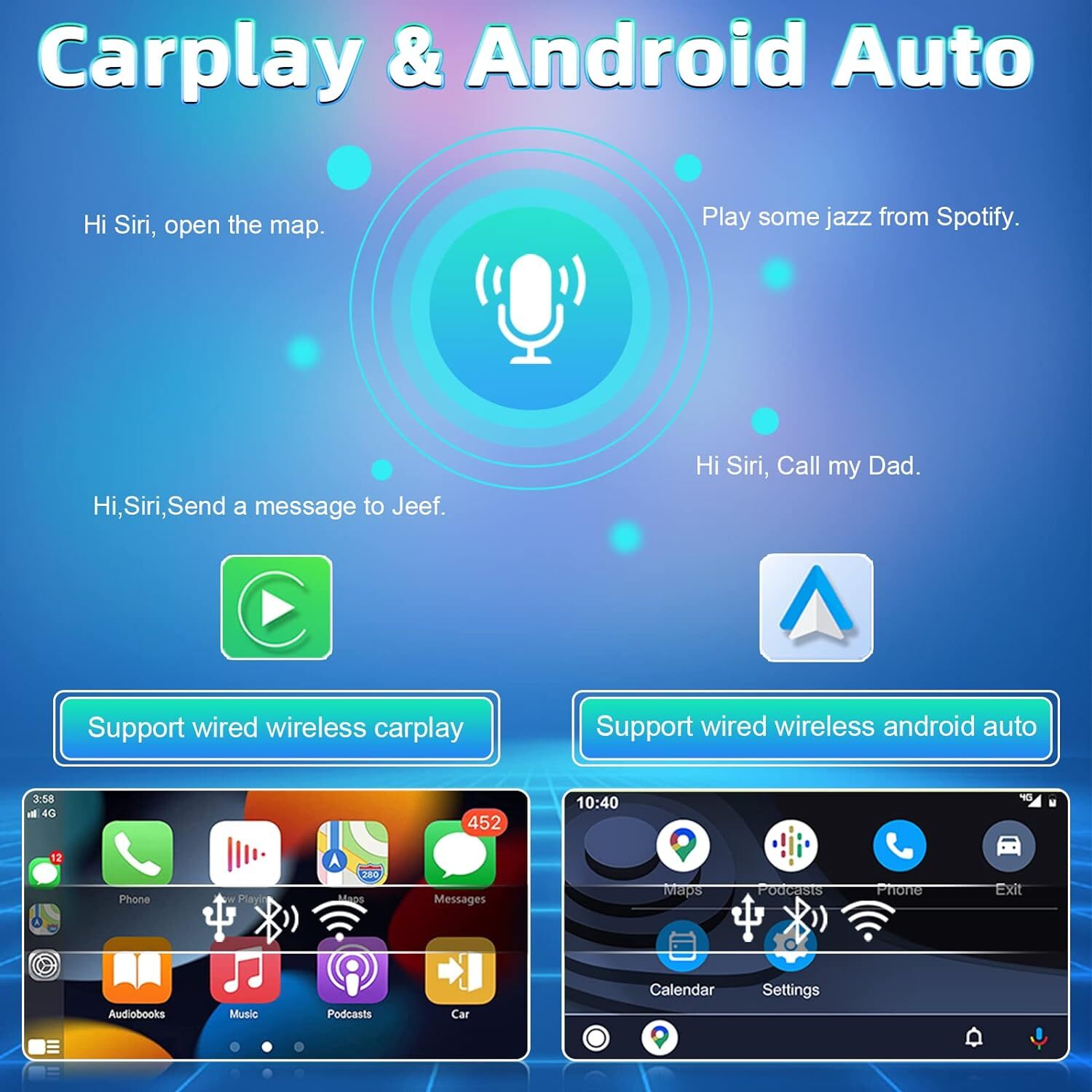 For 2013-2017 Hyundai Santa Fe Sport Apple Carplay Android Car Radio Stereo GPS