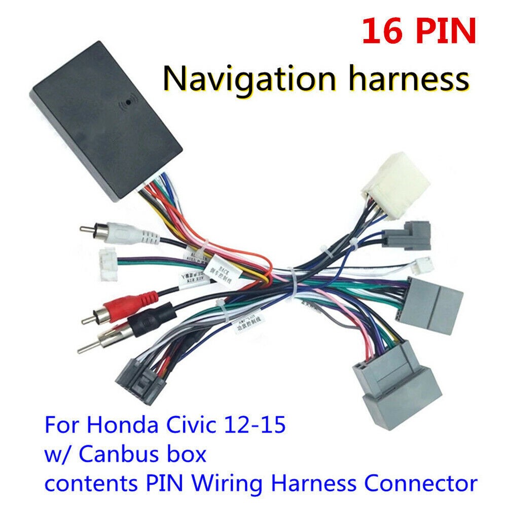 16Pin Android Radio Power Cable Adapter w/ Canbus Box For Honda Civic CRV 12-15