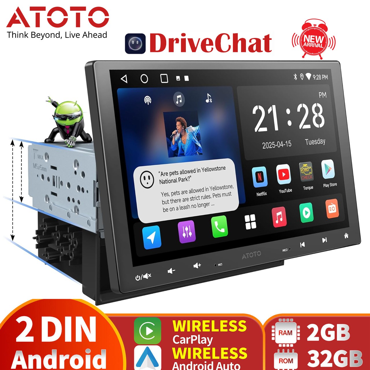 A5L 10IN Double DIN & Single DIN Android Car Stereo Wireless CarPlay DSP AI Chat
