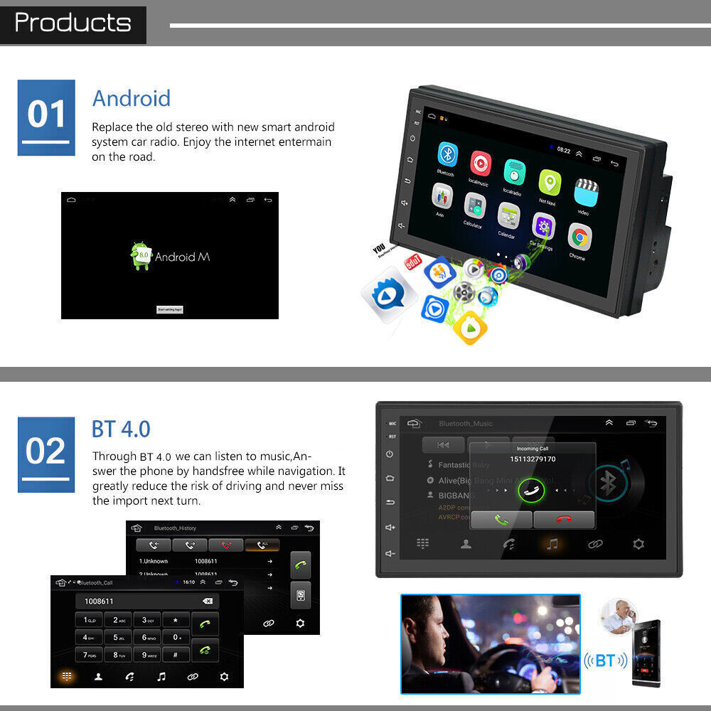 7Inch HD Android 11 Double 2Din Car Radio Stereo GPS Navigation FM BT Wifi OBD2