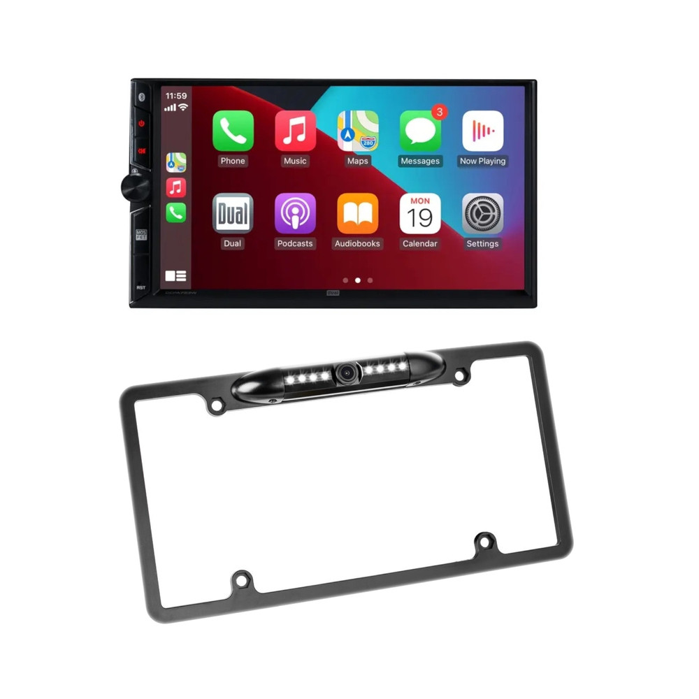 Dual DCPA723W 7” Double-DIN Touchscreen Receiver + License Plate Camera