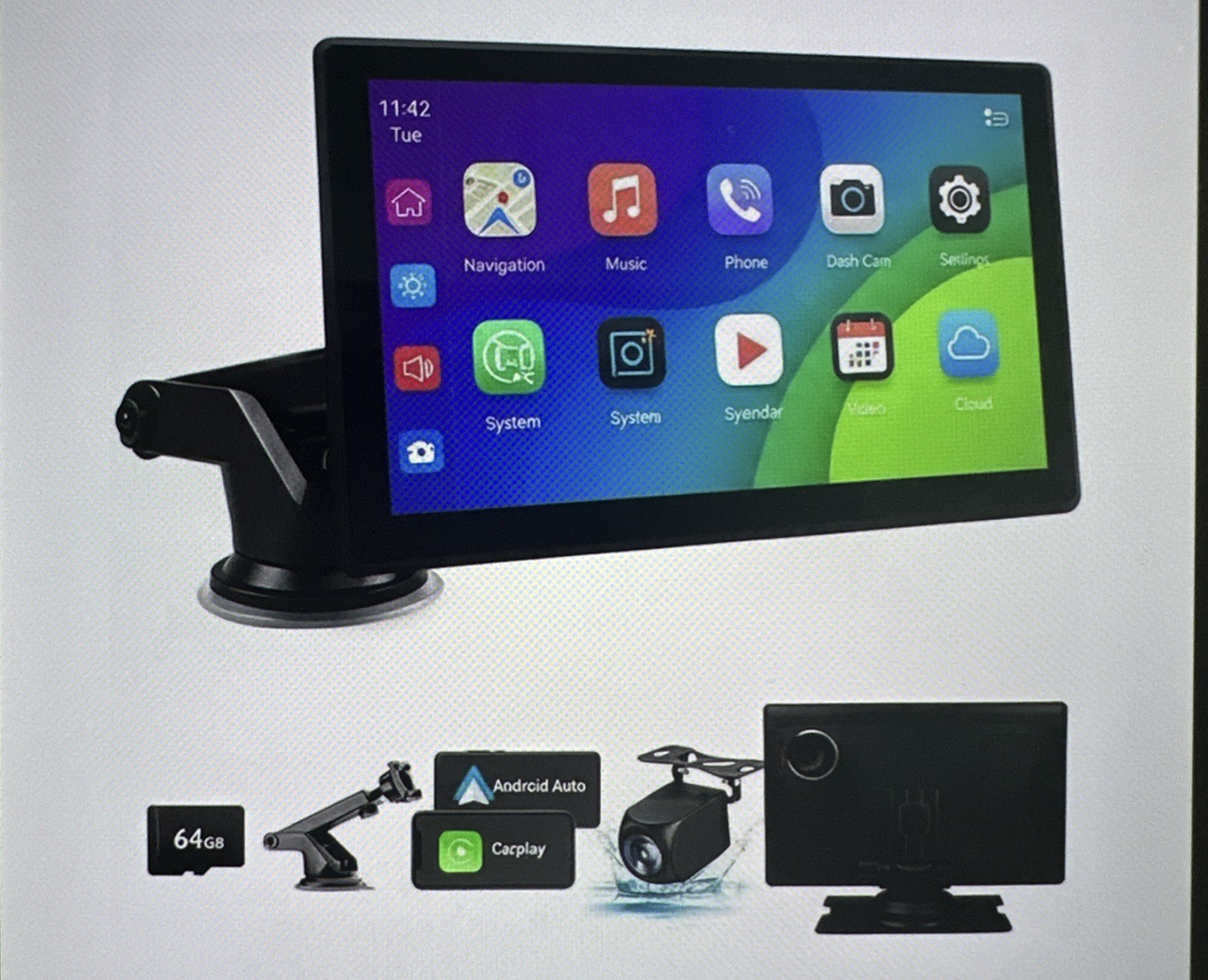 Car Stereo Apple CarPlay Android Auto 9” Display, Dash cam, Bluetooth