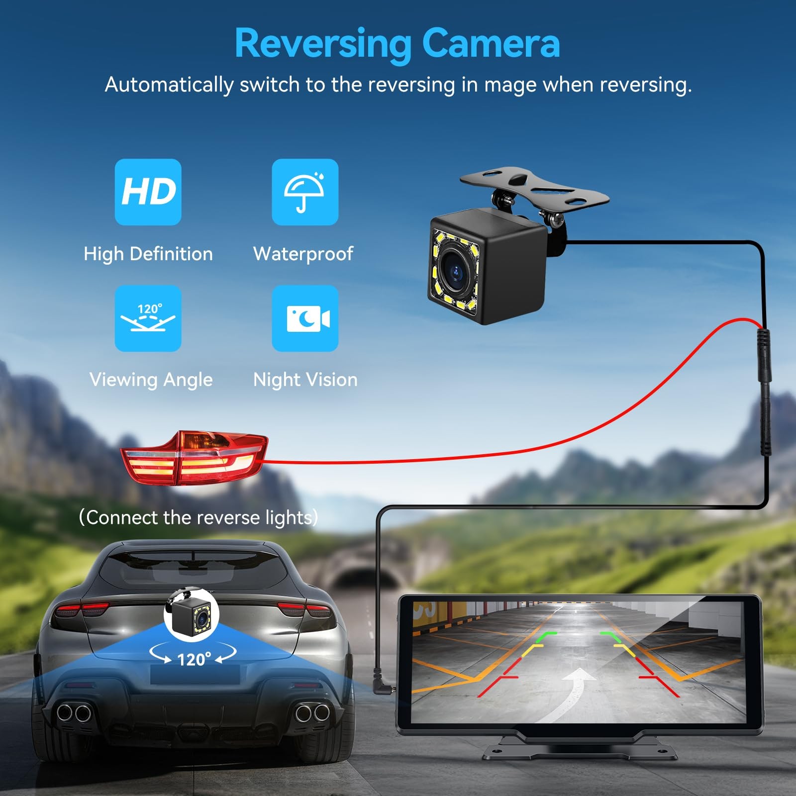 Portable Carplay Screen for Car, 10.26″ Wireless Carplay Car Stereo & Android…