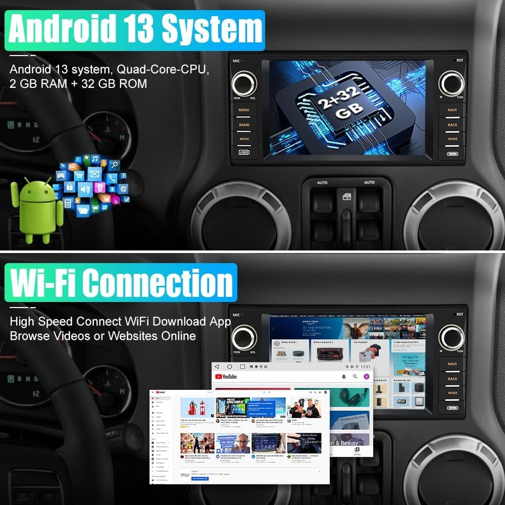 Car Stereo Android For Jeep Wrangler JK Dodge RAM 2007-2012 Carplay