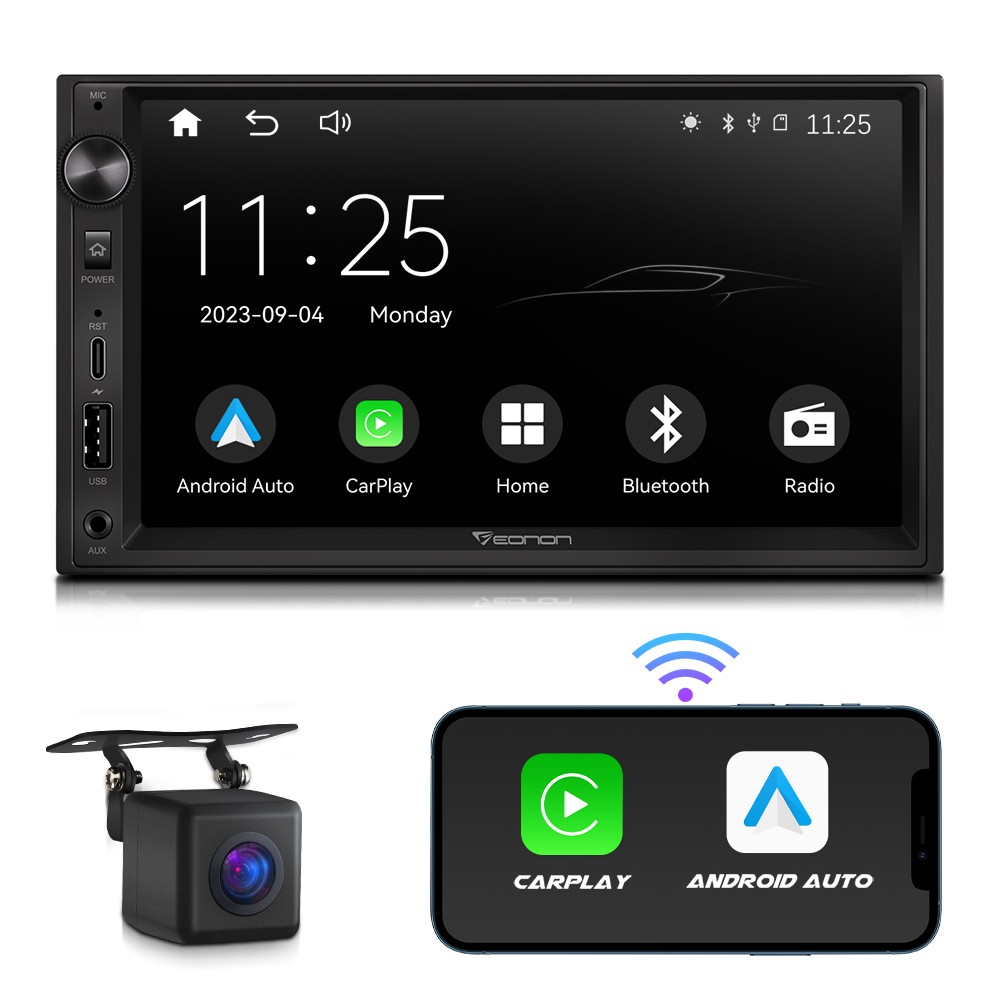 In-Dash 7″ QLED Double DIN CarPlay Android Auto Car Stereo Radio GPS DSP USB RDS
