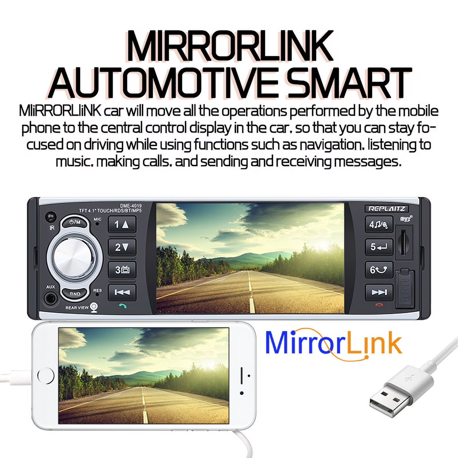 Estereo De Pantalla con Bluetooth Para Coche Carro Auto MP5 Player USB/SD/AUX/FM