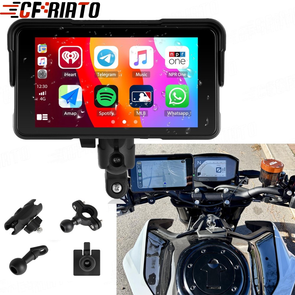 5″ Apple CarPlay Android Auto Portable Screen Waterproof Navigator Motorcycle