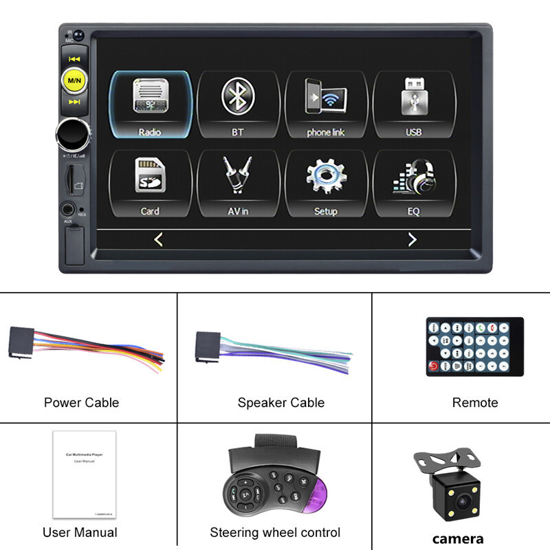 Car Radio 7″ HD Autoradio Multimedia Player Audio Stereo MP5 Bluetooth & Camera