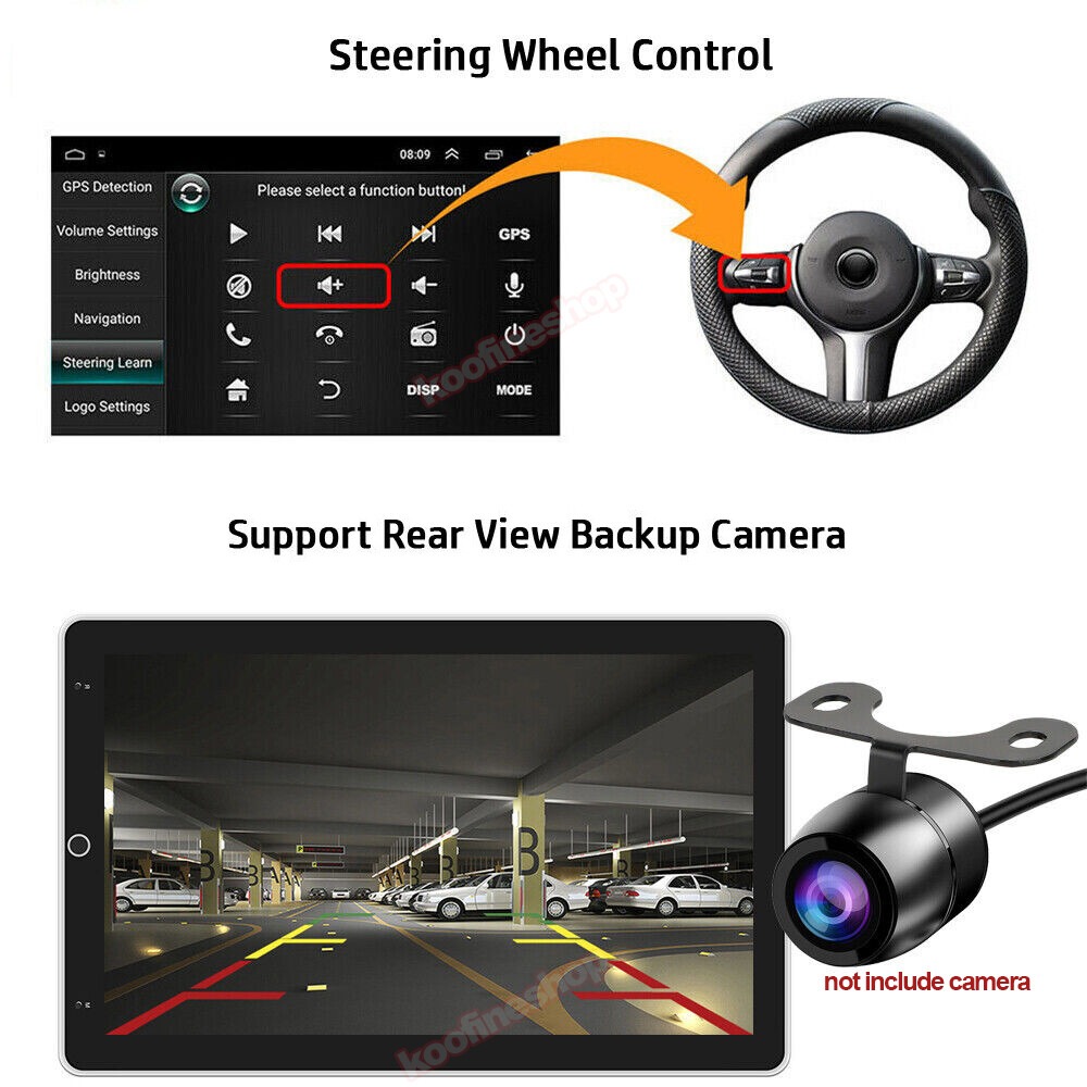 10.1″ Android 13 Car Stereo Radio GPS 4+64GB Rotatable 2Din Apple CarPlay Auto