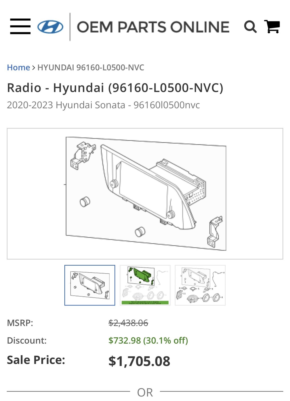 Car stereo touch screen Hyundai Sonata