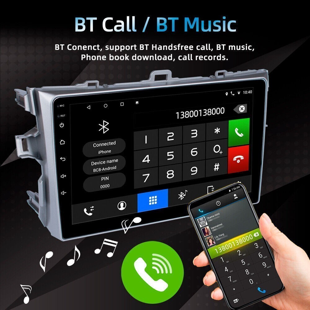 For 2009-2013 Toyota Corolla Carplay Radio Back Camera w/Cam Backup Cam EQ Cam