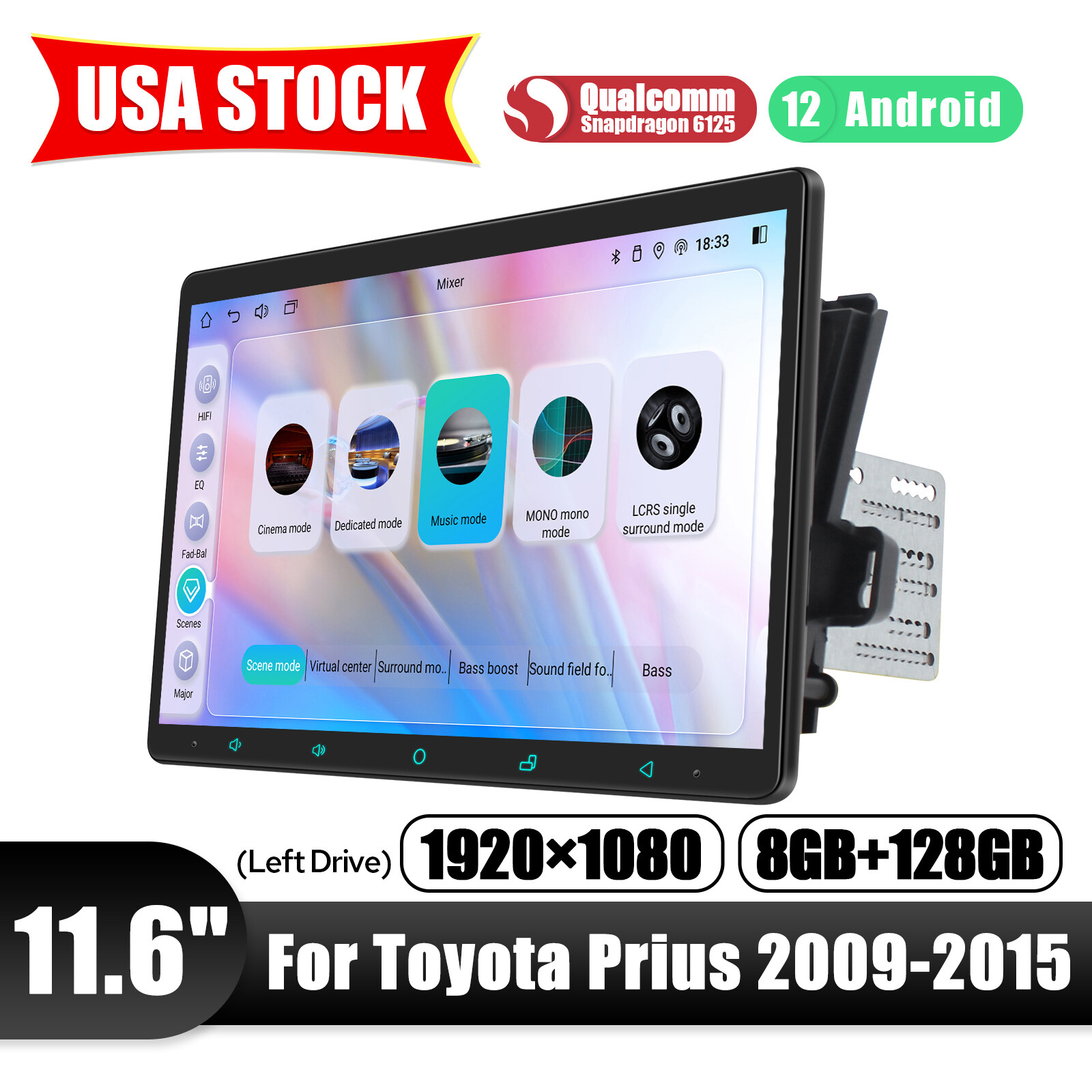 For Toyota Prius 2009-2015 JOYING 11.6 Inch Android12 Car Radio Headunit 8+128GB