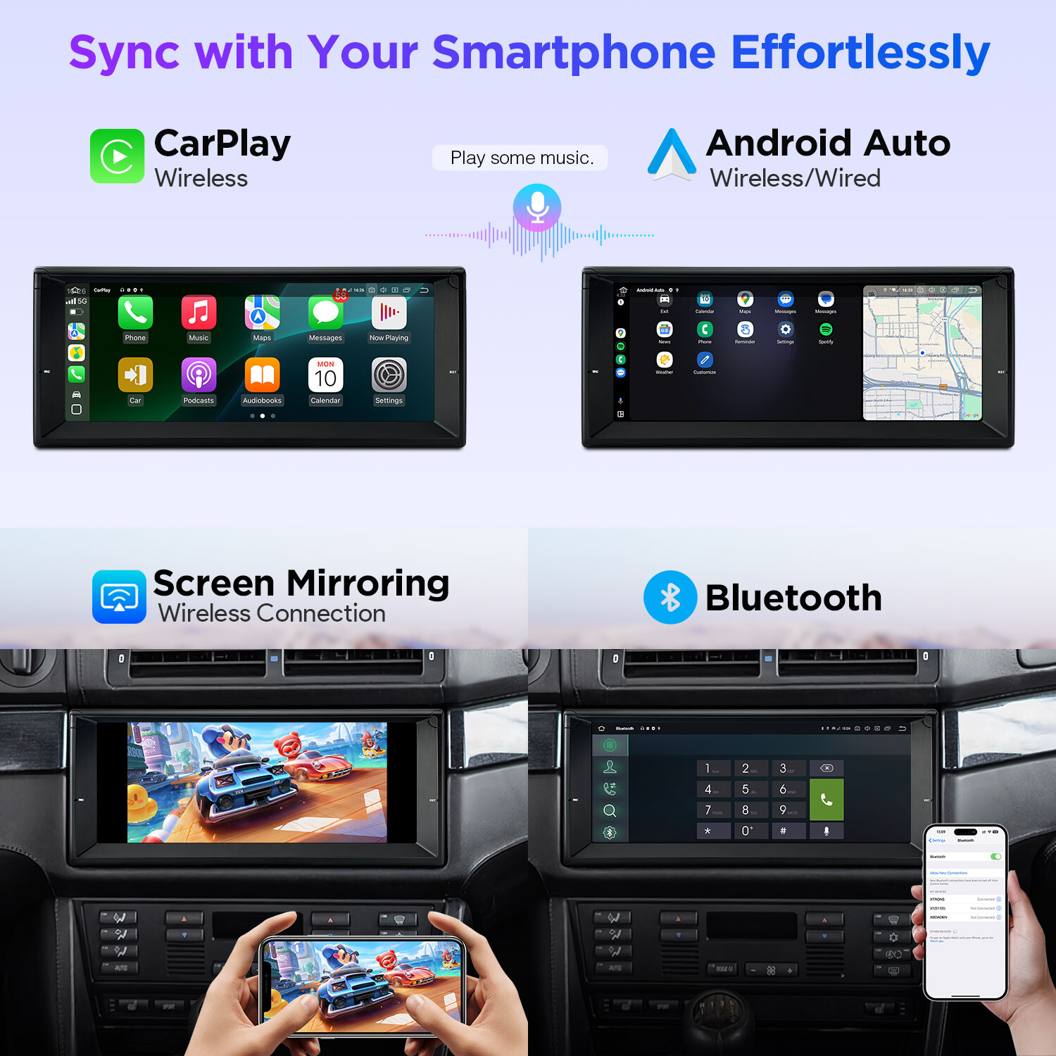 CAM+ For BMW E39 E38 QLED 10.25″ Android 12 8+128GB Car Play GPS Stereo Radio 4G