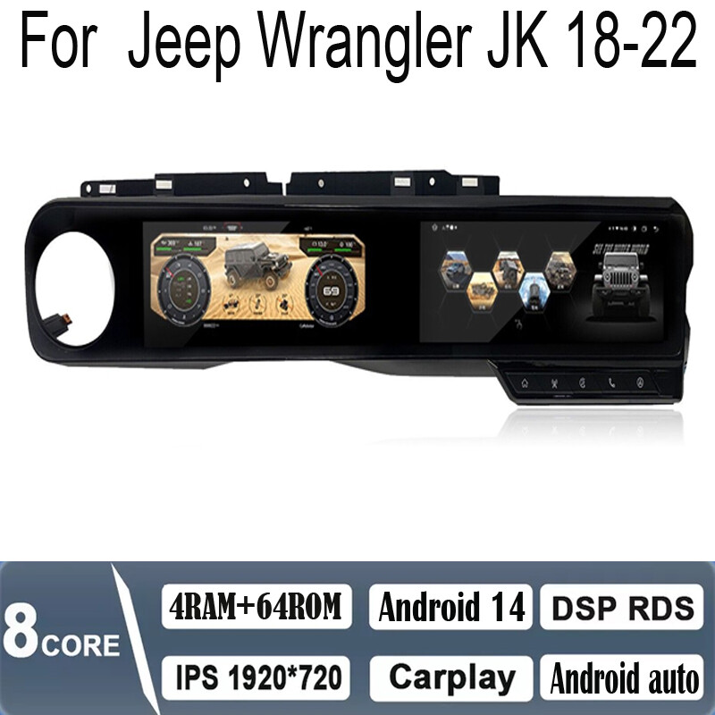 Strip screen Car Radio For Jeep Wrangler JL 2018-2022 Multimedia Player Stereo
