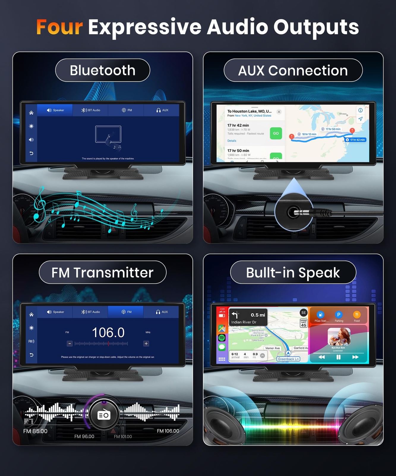 Podofo 10.26 inch Carplay Screen for Car with Wireless Carplay Android Auto M…