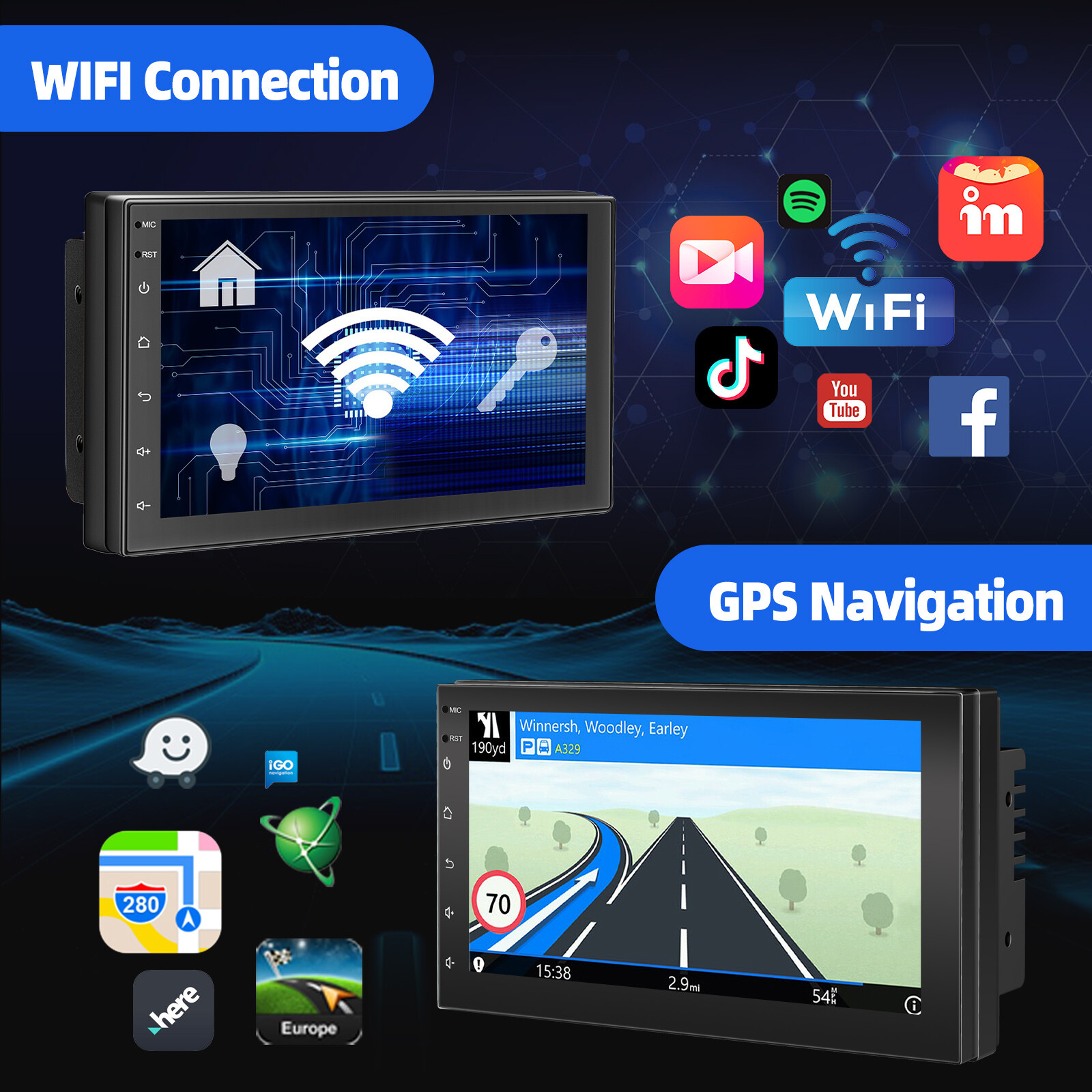 7″ 2DIN Android 13 2+32G Carplay Stereo Radio GPS NAVIGATOIN Touch Screen Camera