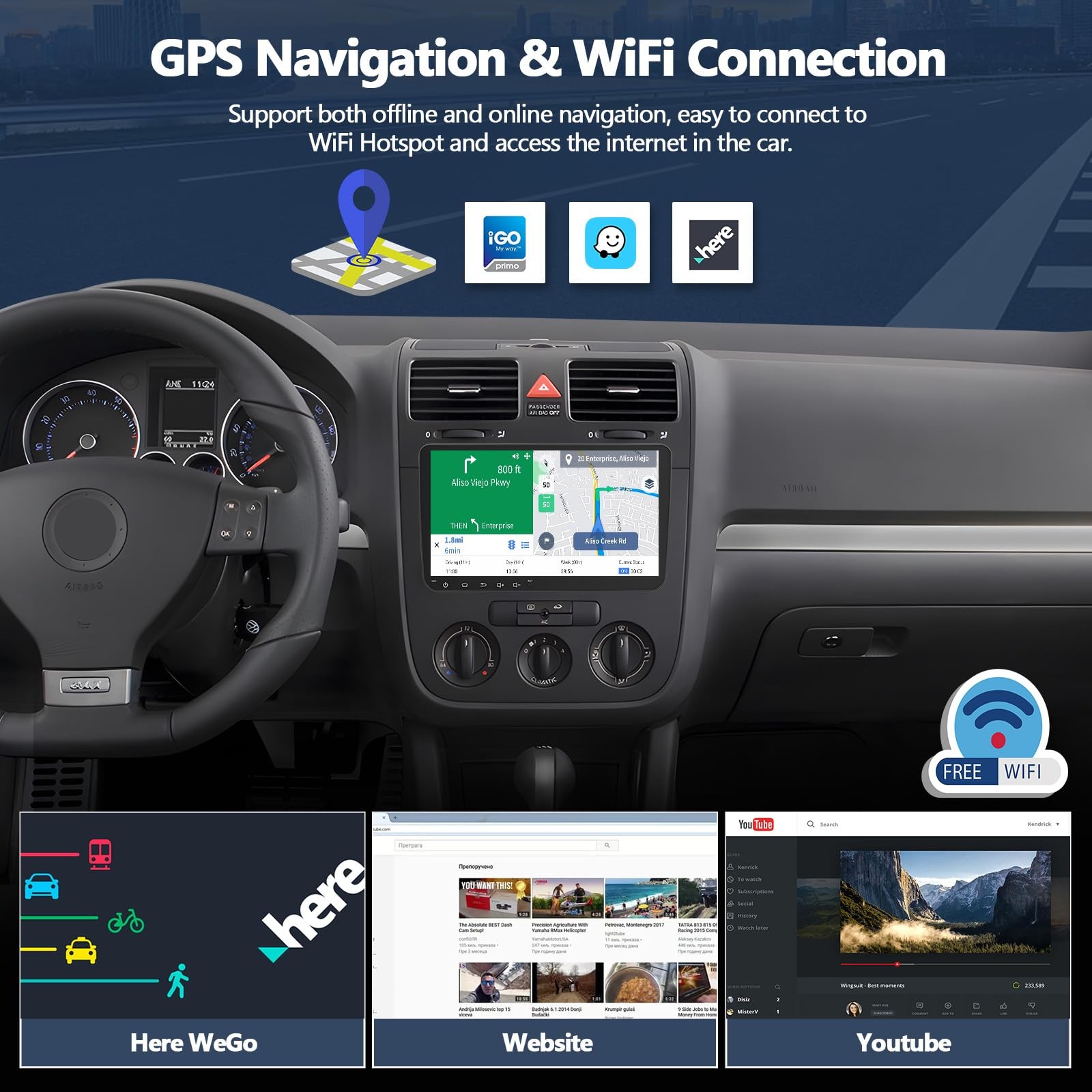 CAMECHO 9in Car Stereo VW Jetta 4+64GB