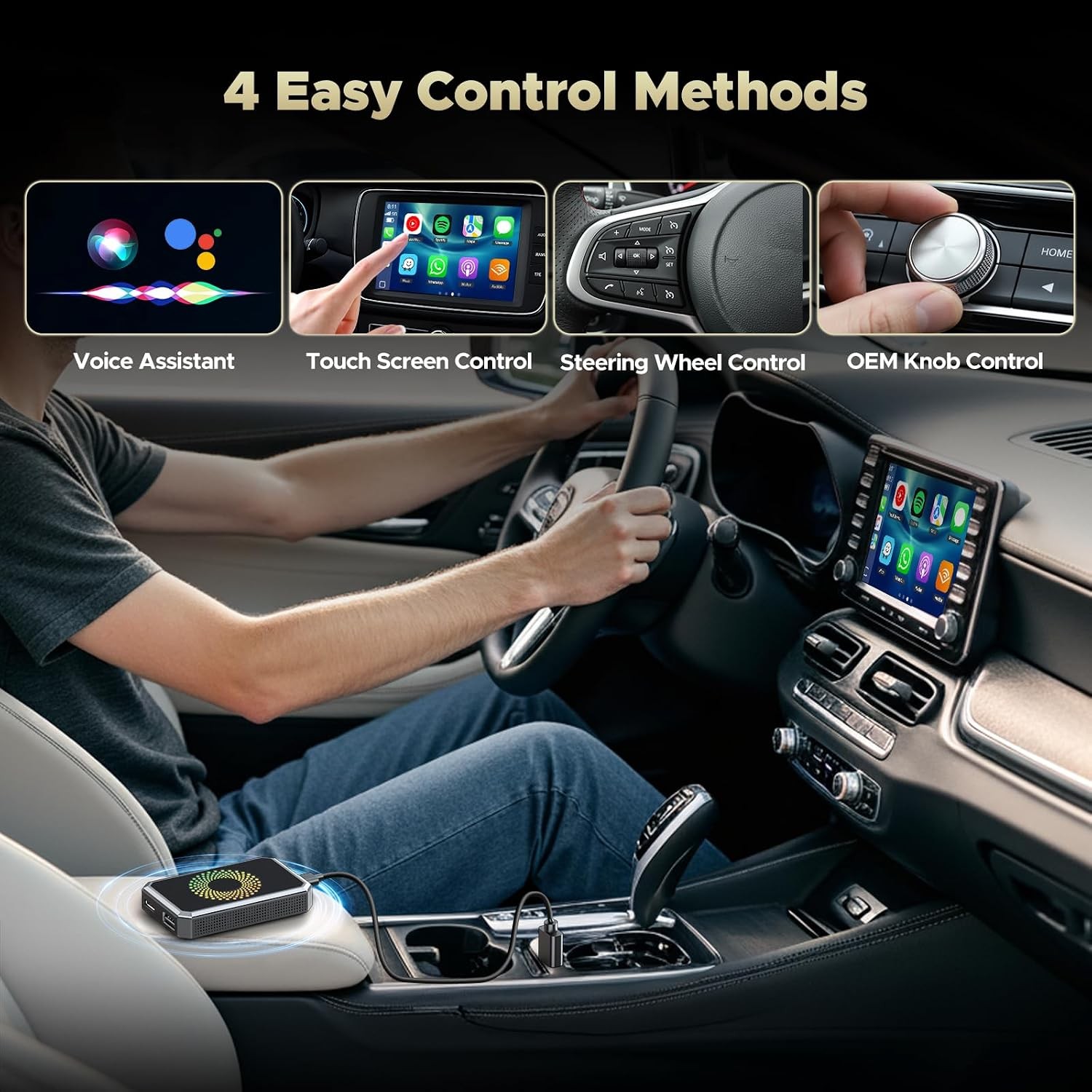 3-in-1 Wireless Carplay Adapter Magic AI Box w/Netflix YouTube USB Drive for OEM