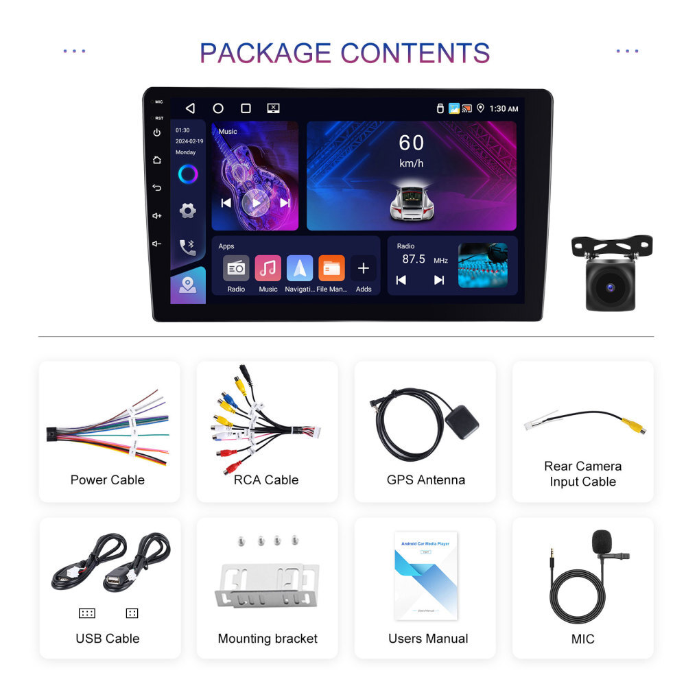 4G+64GB Apple Carplay Car Stereo Radio Android 13.0 GPS Navi WIFI FM RDS Camera