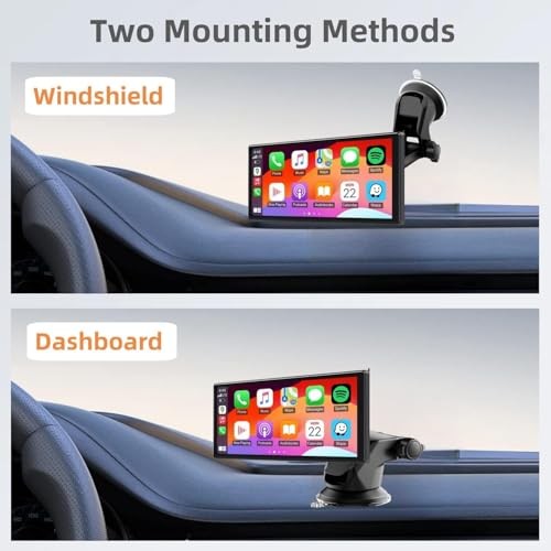 Carplay Screen Mount with Scrwes, Flexible Suction Cup Bracket for 7″/ 9″/