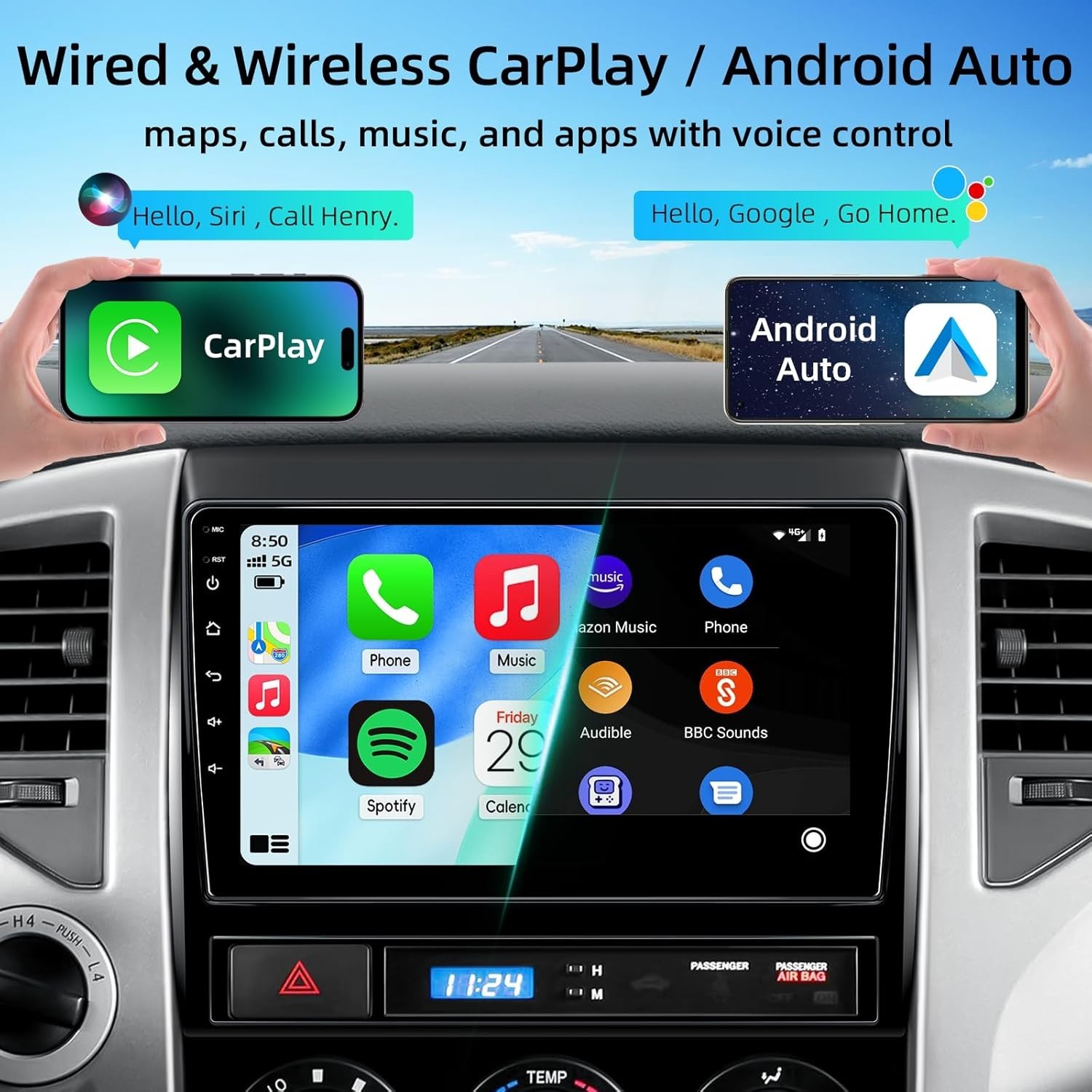 Toyota Tacoma 2005-2015 Android 15 Car Stereo 2+64G Carplay w 9″ Touchscreen