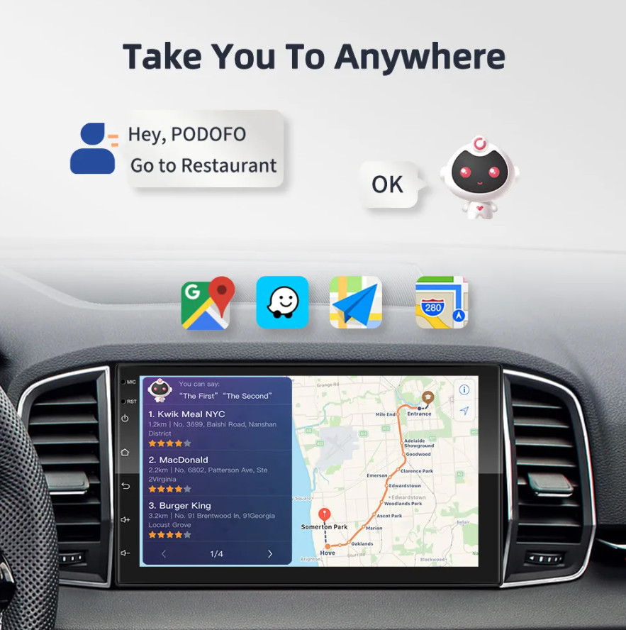 Podofo 8G 128G Auto Radio GPS 2 din Android 10,0 Auto Carplay Universal 7