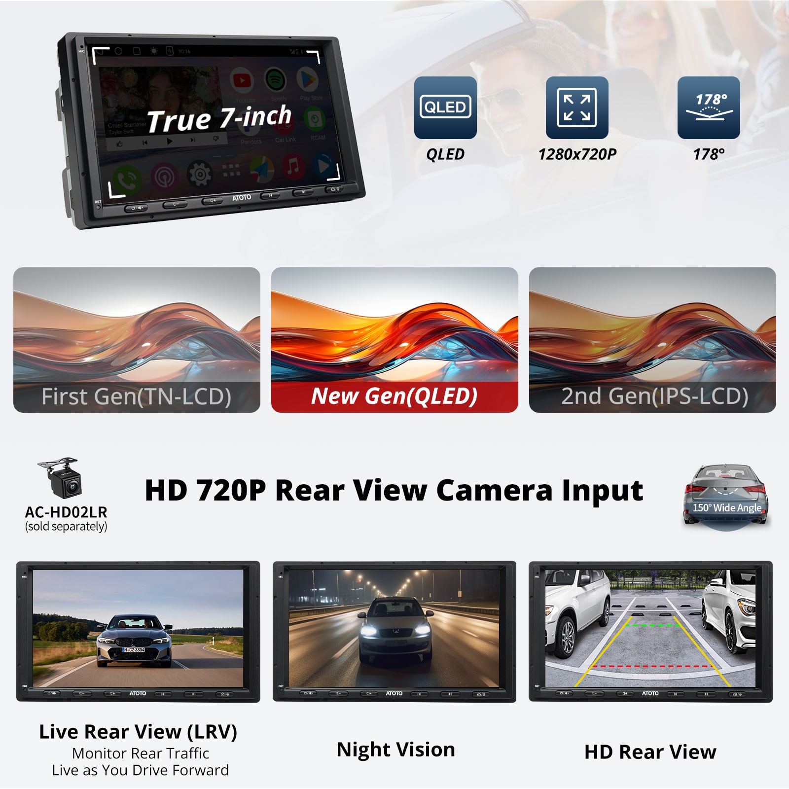 ATOTO OBDII 4G+64GB Android GPS Radio 7″ Receiver Carplay SiriusXM DVR On-Dash