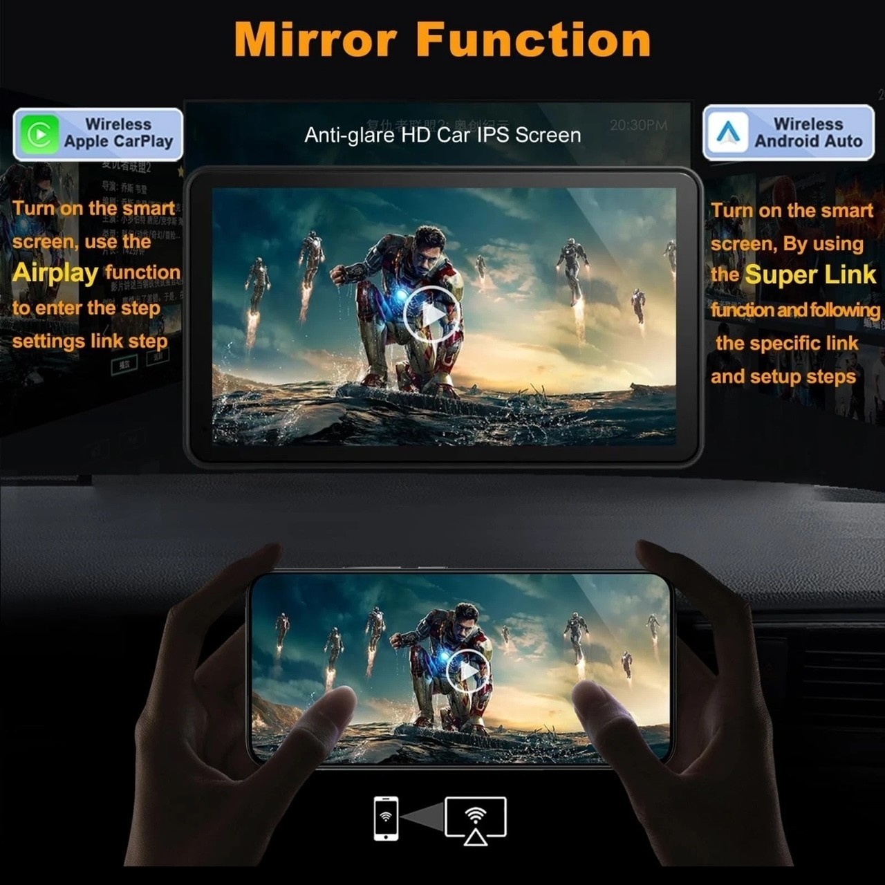 7” Portable CarPlay Android Auto Touch Screen Car Radio Stereo GPS FM BT NAVI
