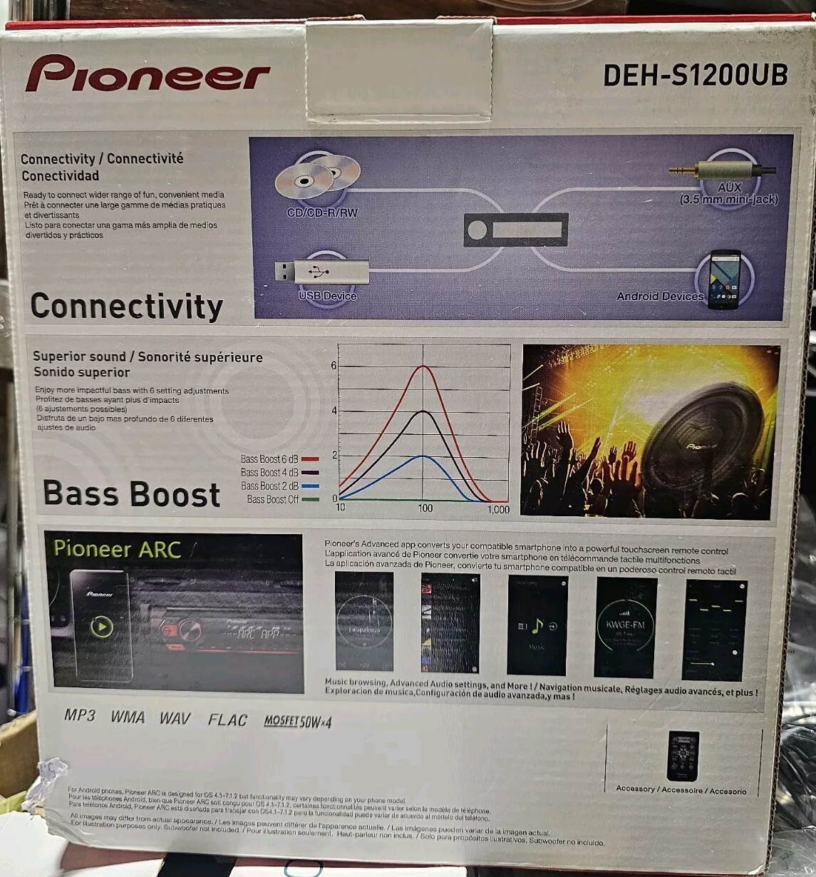 Pioneer DEH-S1200UB Single 1 DIN CD MP3 Player For Android MIXTRAX USB AUX